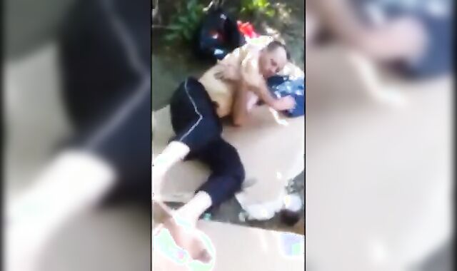 Exhibitionist Flashes Homeless Guy and Gets Handjob Outdoors