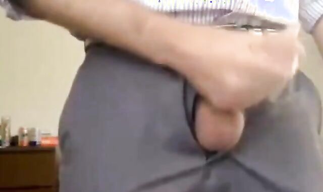 Suit & Tie Hunk Strokes His Big Cock on Webcam