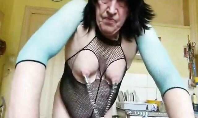 Heavy BDSM Nipple Play for Crossdressing Amateur 2