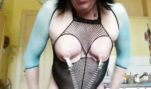 Heavy BDSM Nipple Play for Crossdressing Amateur 2