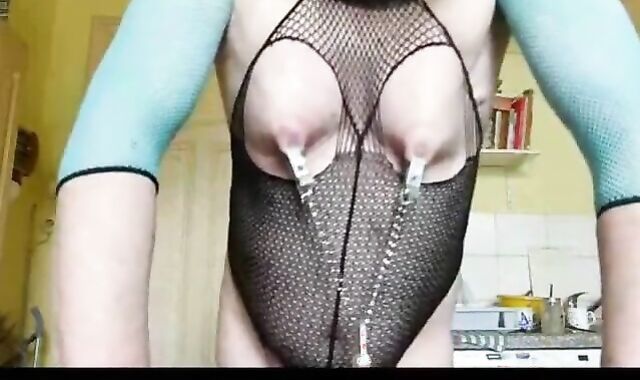Heavy BDSM Nipple Play for Crossdressing Amateur 2