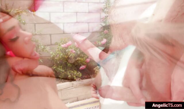 Busty latin tgirl Eva Maxim outdoor anal