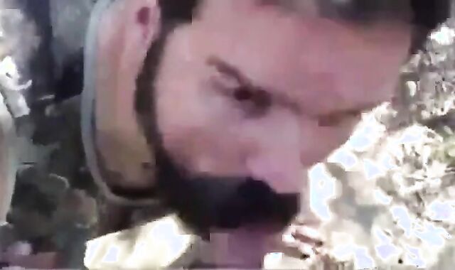 Bearded Daddy Gives Facial in the Woods