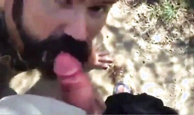 Bearded Daddy Gives Facial in the Woods