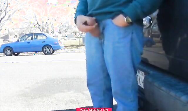 Big-Cock Daddy Stroking Outdoors