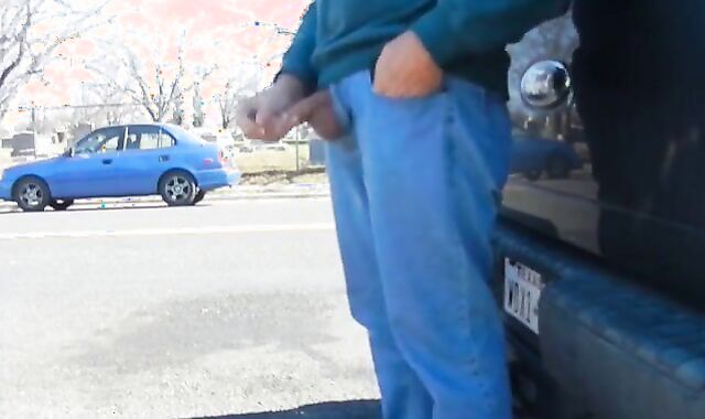 Big-Cock Daddy Stroking Outdoors