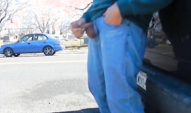 Big-Cock Daddy Stroking Outdoors