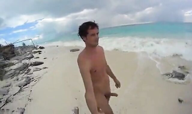Big-Cock Men Jerk Off at a Cuba Beach