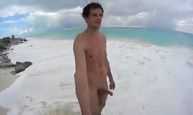 Big-Cock Men Jerk Off at a Cuba Beach