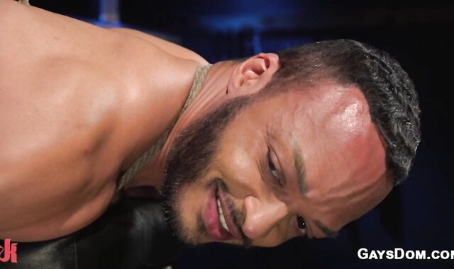 Biker dom ties and anal fucks black gay