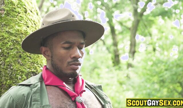 Scout boy meets black anaconda in the jungle!