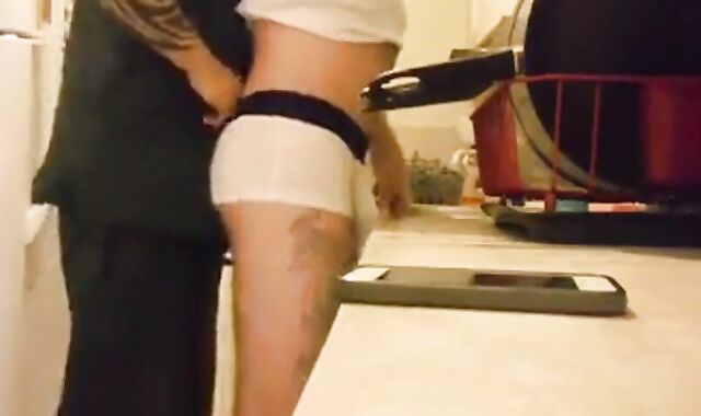 Muscular Daddy Barebacks His Boy in the Bathroom