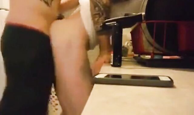 Muscular Daddy Barebacks His Boy in the Bathroom