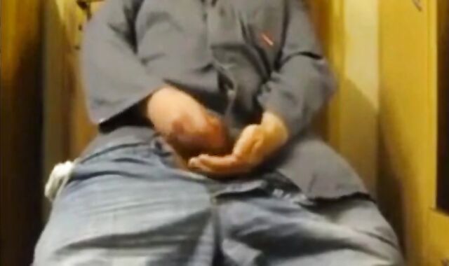 Daddy Strokes His Uncut Small Cock on Webcam