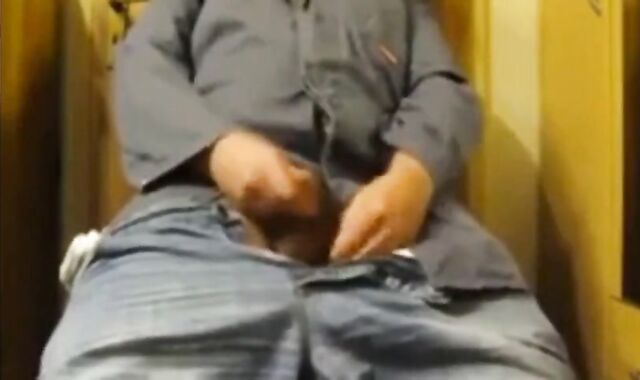 Daddy Strokes His Uncut Small Cock on Webcam