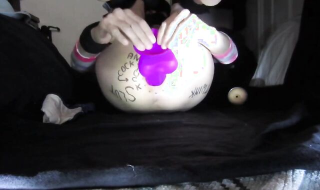 Twink Slut Fucks His Huge Purple Dildo 2