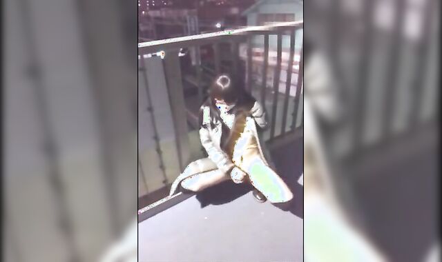 Asian Crossdresser Cums Outside