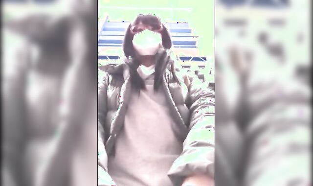 Asian Crossdresser Cums Outside