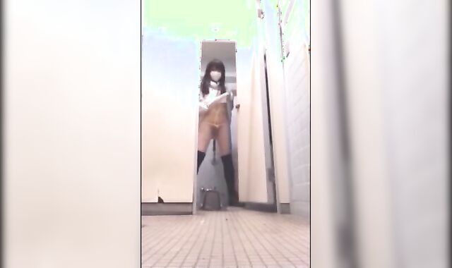 Asian Crossdresser Cums Outside