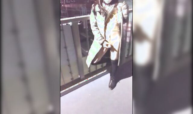 Asian Crossdresser Cums Outside