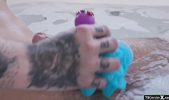 Busty trans stepmom jerking her stepson