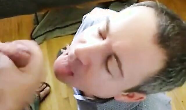 Amateur Takes On Two in a Group Blowjob