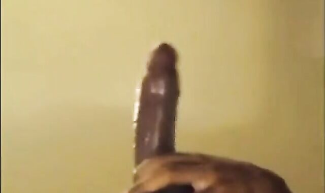 Black guy jacks off his big cock and cums hard 2