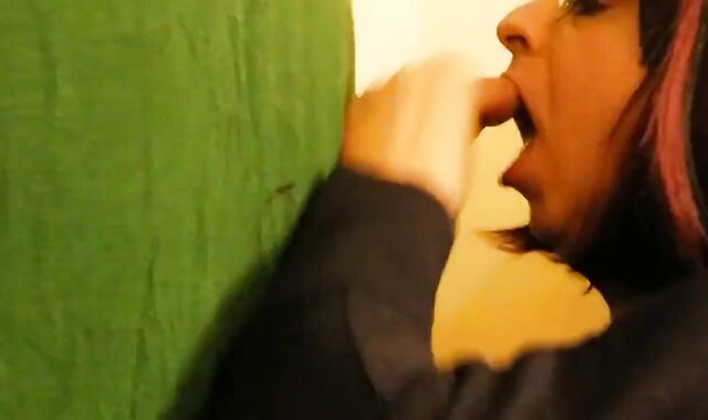 Crossdresser Takes Glory Hole Blowjob and Swallows Cum 2