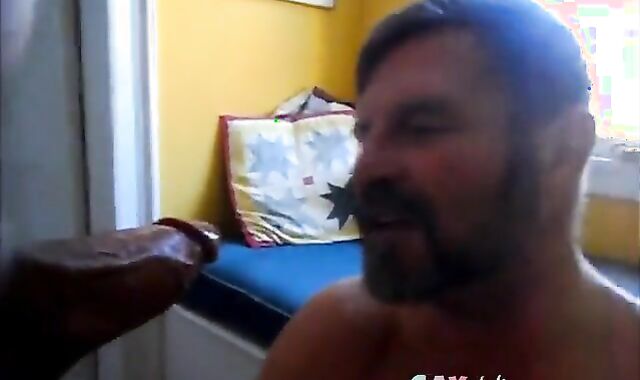 Mature Bear Sucks Daddy's Fat Cock