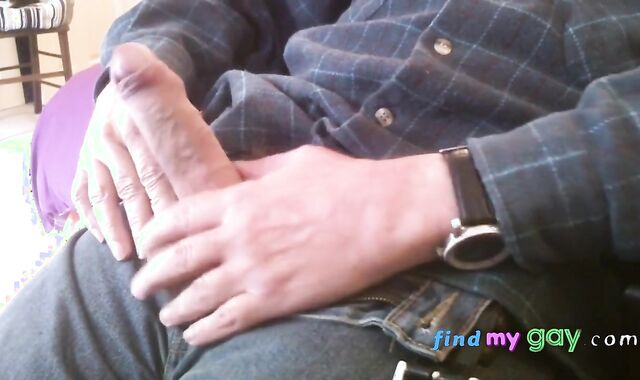 Big-Cock Daddy Strokes His Huge Meat Alone