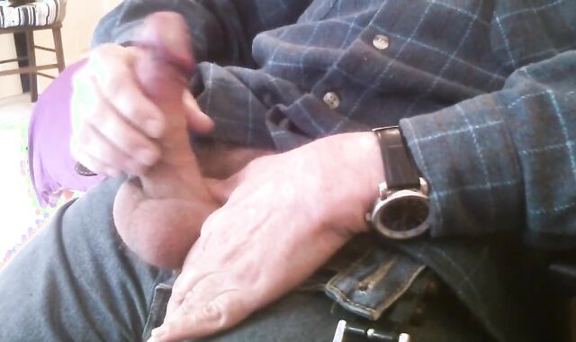 Big-Cock Daddy Strokes His Huge Meat Alone