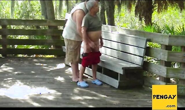 Abuelo y Gordo tienen sexo al aire libre