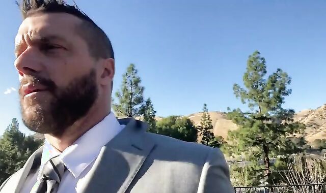 Ramon Nomar Shoots a load Clothed In A Suit
