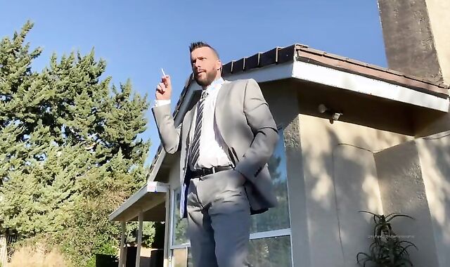 Ramon Nomar Shoots a load Clothed In A Suit