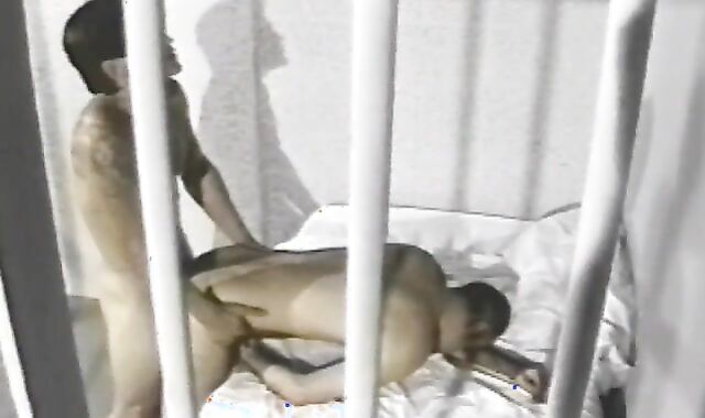 Shaggy Twink Group-Fucked In Prison Cage