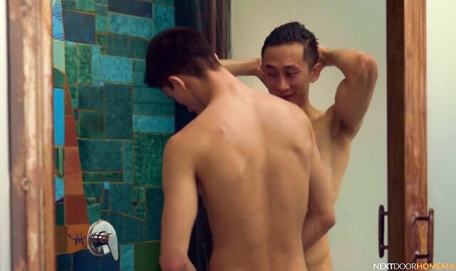 Next Door Homemade: Tyler Wu jacking huge penis in the garden