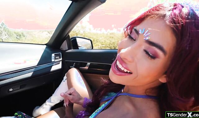 Outdoor anal fucking a tgirl hitchhiker