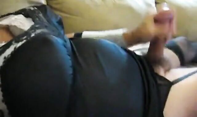 Big Cock Crossdresser Cums in Girl's Lingerie
