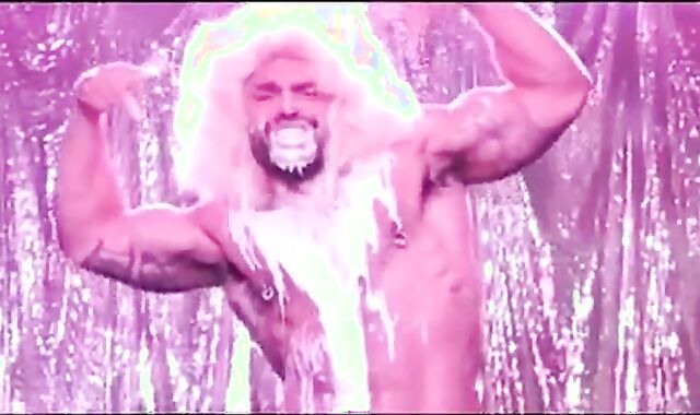 Muscular Bear Stripper with a Huge Cock