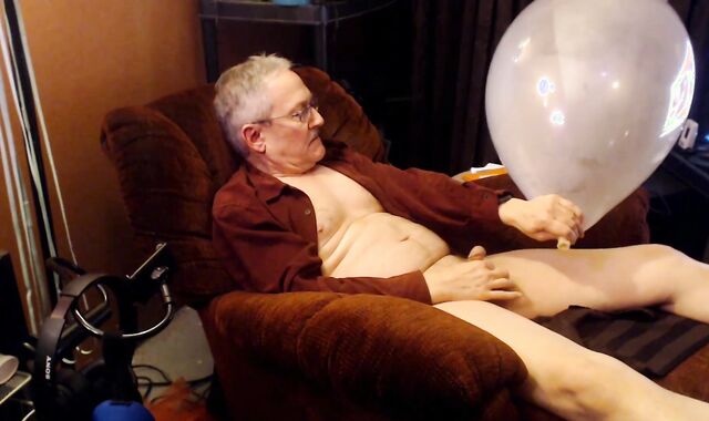 Balloonbanger 61) Father blowing Up 17inch Balloon, Masturbate, enjoy testicle tonic And Pop!