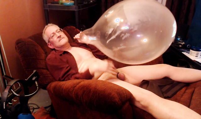 Balloonbanger 61) Father blowing Up 17inch Balloon, Masturbate, enjoy testicle tonic And Pop!