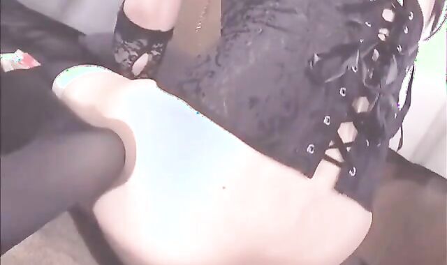 Asian Crossdresser Plays with Huge Toy