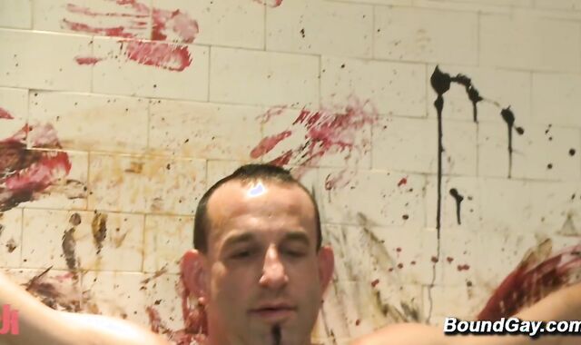Bathroom Gangbang with Bound Stud