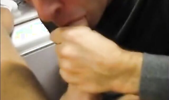 Daddy Sucks and Swallows Young Cock