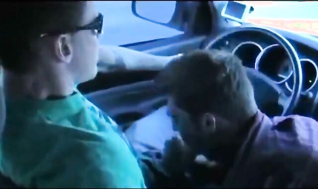 Twink Blows Big Cock in a Car