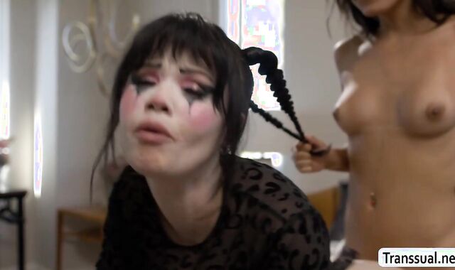 Letting my TS friend use my pussy as a sex toy