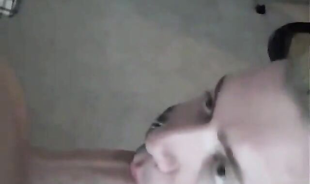 Twink Sucks Big Cock, Amateur Blowjob with CIM and Swallow