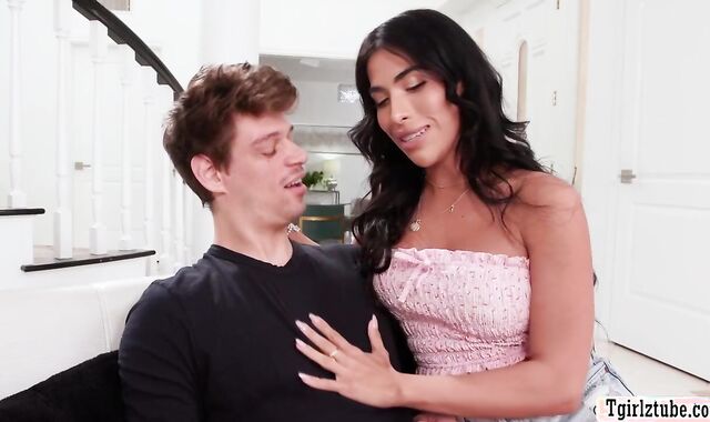 Trans babysitter anal fucked while her boss is out