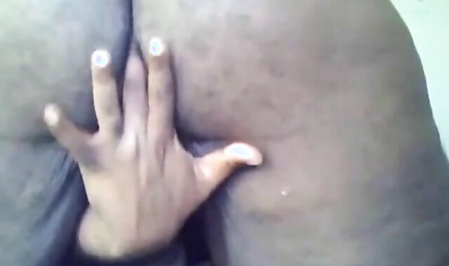 Black Chubby Gay Man Plays With His Ass Alone