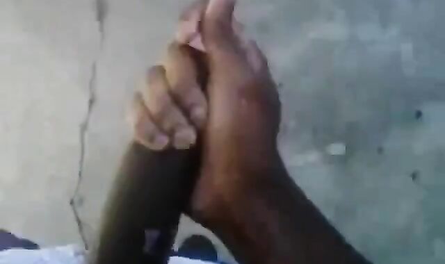 Huge Black Cock Masturbating and Cumming Outdoors